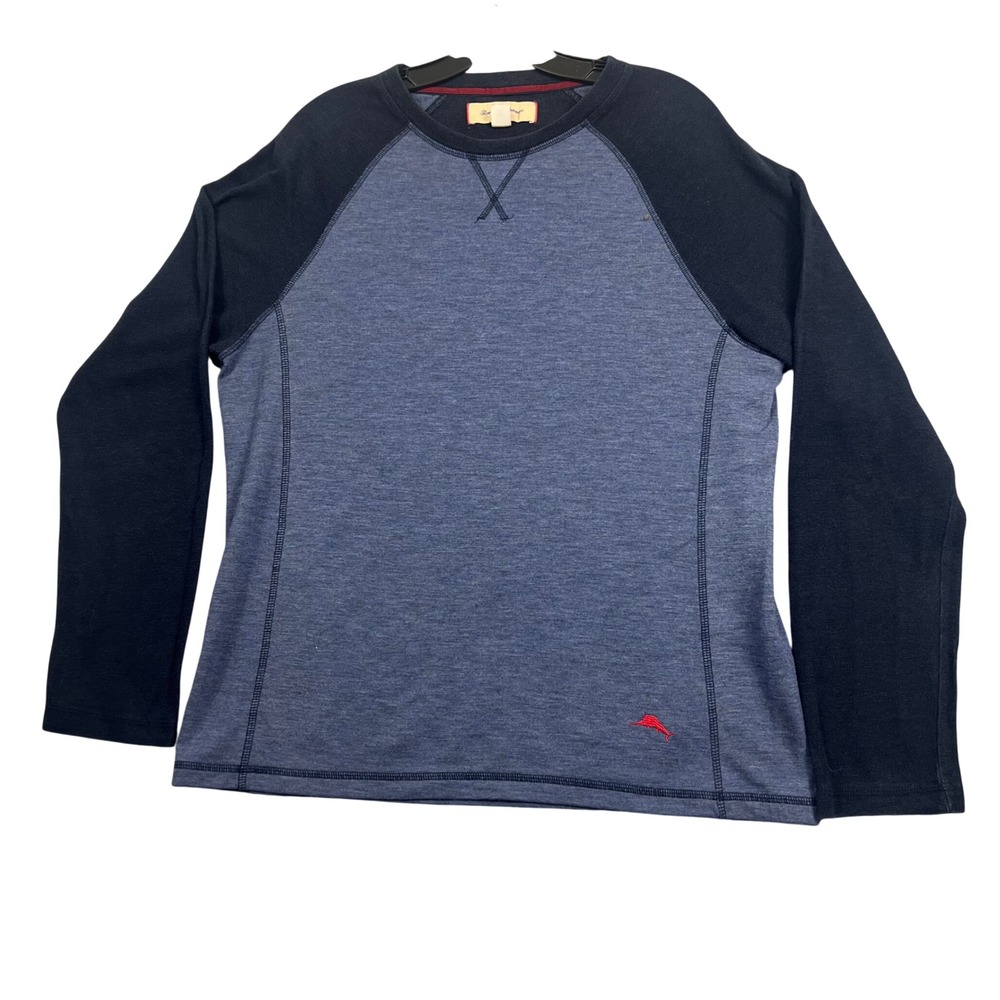 Tommy Bahama‎ Mens M Blue Raglan Long Sleeve Pullover Marlin Logo Sweatshirt